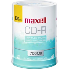 Maxell 648720 Cd Recordable Media - Cd-r - 48x - 700 Mb - 100 Pack Spi