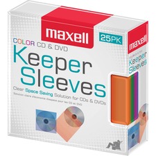 Maxell 190151 Cddvd Keeper Sleeves - Color (25 Pack) - Sleeve - Plasti