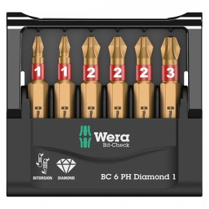 Wera 05057404001 Bit-check 6ph Diamond Coated Tips (6-piece Set)