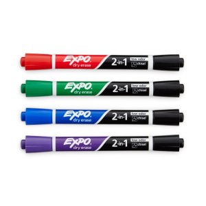 Dymo 1944655 Expo Dual Ended Dry-erase Markers: Assorted Colors W Blac