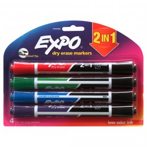 Dymo 1944655 Expo Dual Ended Dry-erase Markers: Assorted Colors W Blac