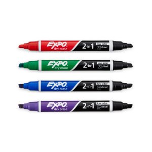 Dymo 1944655 Expo Dual Ended Dry-erase Markers: Assorted Colors W Blac