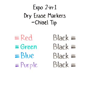 Dymo 1944655 Expo Dual Ended Dry-erase Markers: Assorted Colors W Blac