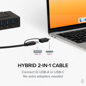 Plugable USBC-HUB7BC Plugable 7-in-1 Usb Charging Hub With Data Transf