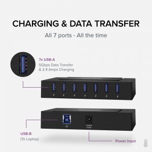 Plugable USBC-HUB7BC Plugable 7-in-1 Usb Charging Hub With Data Transf