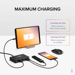 Plugable USBC-HUB7BC Plugable 7-in-1 Usb Charging Hub With Data Transf