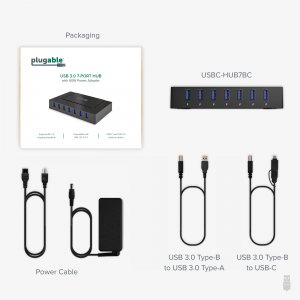 Plugable USBC-HUB7BC Plugable 7-in-1 Usb Charging Hub With Data Transf