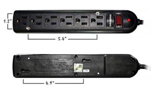 Weltron WSP-600PLF-10BK 6-outlet Surge Protector Power Strip 10f