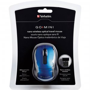 Verbatim 97471 Wireless Mini Travel Optical Mouse - Blue - Radio Frequ