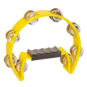 X8 X8-TAMB-CR-Y Crescent Tambourine, Yellow, 16 Jingles