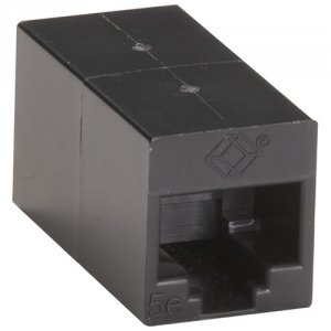 Black FM509 Cat5e Coupler, Straight-pinned, Unshield