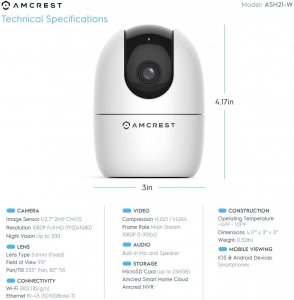 Amcrest ASH21-W 1080p Wifi White- Smart Home Series2