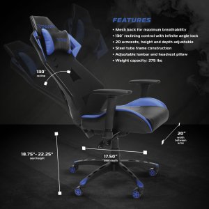 Ofm RSP-200-BLU Respawn Perform Mesh Back Gaming Chr Blu