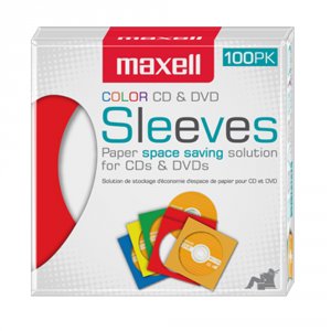 Hitach  Maxell Multi-color Cddvd Sleeves - Pack Of 100