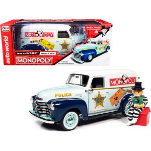 Autoworld AWSS129 1948 Chevrolet Panel Police Van With Mr. Monopoly Fi