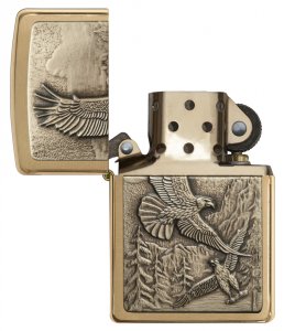 Zippo NWJBO-20854 Soaring Eagles Emblem Brushed Brass Lighter