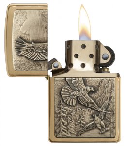 Zippo NWJBO-20854 Soaring Eagles Emblem Brushed Brass Lighter