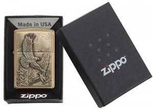 Zippo NWJBO-20854 Soaring Eagles Emblem Brushed Brass Lighter