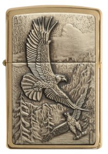 Zippo NWJBO-20854 Soaring Eagles Emblem Brushed Brass Lighter