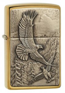 Zippo NWJBO-20854 Soaring Eagles Emblem Brushed Brass Lighter