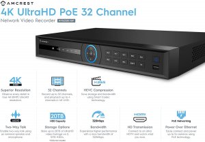 Amcrest NV5232E-16P 4k 32ch 16-port Poe Nvr