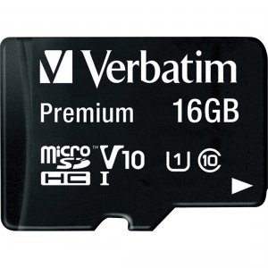 Verbatim 44082 16gb Premium Microsdhc Memory Card With Adapter, Uhs-i 