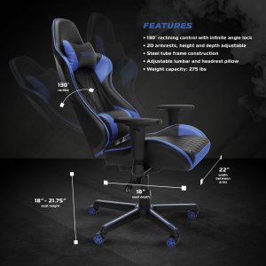 Ofm RSP-100-BLU Respawn Reclining Gaming Chr Blu