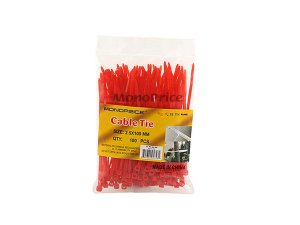 Monoprice 5758 Cable Tie 4 Inch 18lbs_ 100pcspk - Red