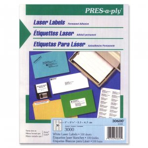 Avery AVE 30600 Pres-a-ply (1 X 2-58) (white Laser) (30 Labelssheet) (