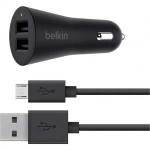 Belkin F8M931BT04-BLK Boost Up 2-port Car Charger + Usb-a To Micro-usb