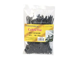 Monoprice 5755 Cable Tie 4 Inch 18lbs_ 100pcspk-black