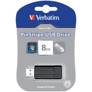 Verbatim 49062 8gb Pinstripe Usb Flash Drive - Black - 8 Gb - Usb - Bl