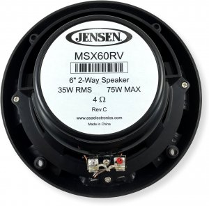 Jensen MSX60RVR 6.5 High Performance Coaxial Speaker - (pair) Silver