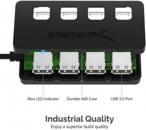 Micropac HB-UMP3 Sabrent 4-port Usb 3.0 Hub With Individual Power Swit