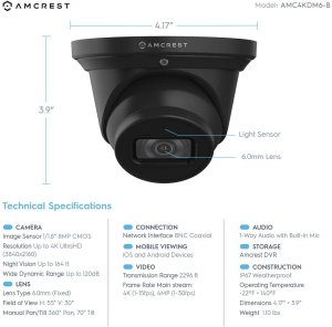 Amcrest AMC4KDM6-B 4k Analog Dome Camera