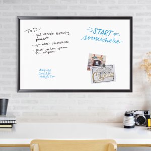 U UBR 311U0001 Magnetic Dry Erase Board, 23 X 35 Inches, Black Wood Fr