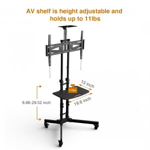 Loctek P3B Tv Cart With Dvd Shelf And Camera Shelf. Holds 88 Lbs. 15.7