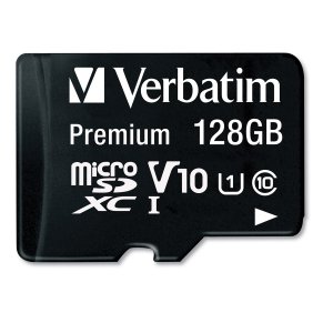 Verbatim 44085 128gb Premium Microsdxc Memory Card With Adapter, Uhs-i