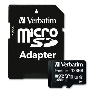 Verbatim 44085 128gb Premium Microsdxc Memory Card With Adapter, Uhs-i