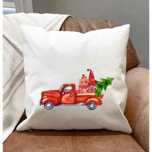 The 934 1-gnome, A Red Truck  A Tree Pillow Cover