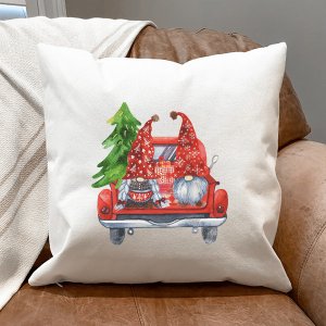 The 936 2-gnomes  A Red Tailgate Truck Pillow Cover