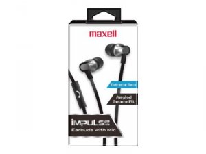 Maxell 197403 Impulse Wired Earbuds With Mic- Black Ie