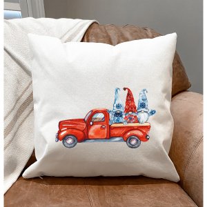 The 937 3-gnomes  A Red Truck Pillow Cover