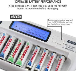 Tenergy TN438 16 Bay Battery Charger For Aaa And Aa Rechargeable Batte