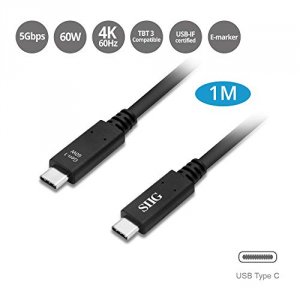 Siig CBTC0D11S1 Cb Cb-tc0d11-s1 Usb 3.1 Type-c Gen 1 Cable 60w 1m 5gbp