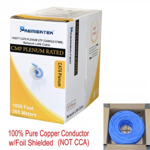 Premiertek FBC-CMP-CAT6-1K-BL 1000ft Cat6 Plenum Cmp Cable