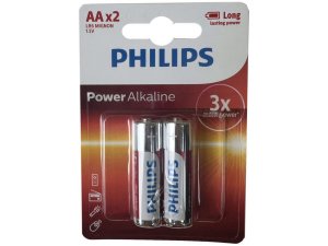 Bulk BA012 Philips Power Alkaline 2 Pack Aa Battery