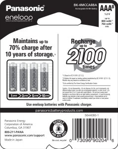 Panasonic RA27063 (r) Bk-4mcca8ba Eneloop(r) Rechargeable Batteries (a