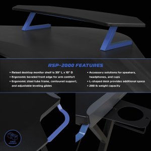 Ofm RSP-2000-BLU Respawn Gaming L-desk Blue