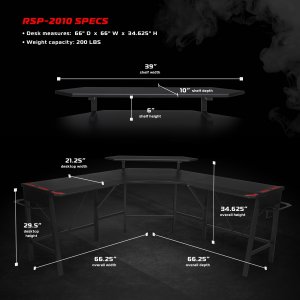 Ofm RSP-2010-RED Respawn Gaming L-desk Red